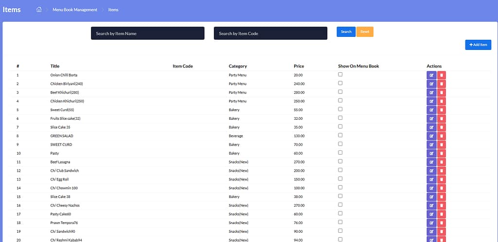 Restaurant Management Software - MNP Techs - Menu Book Management