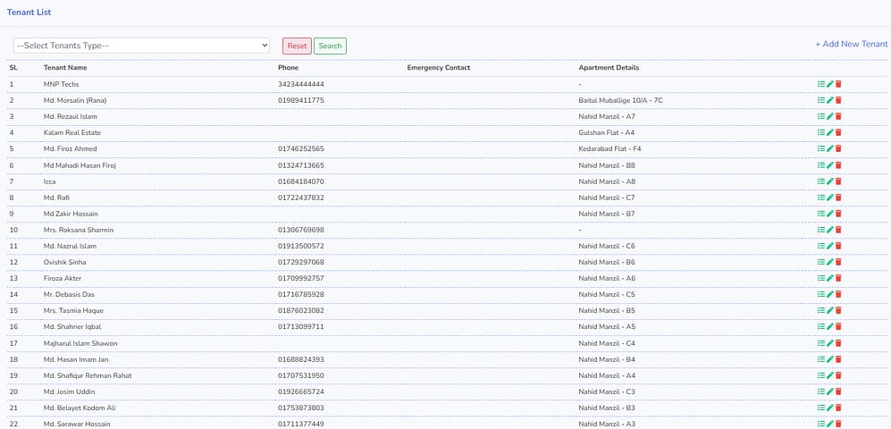 Apartment Tenant Management
